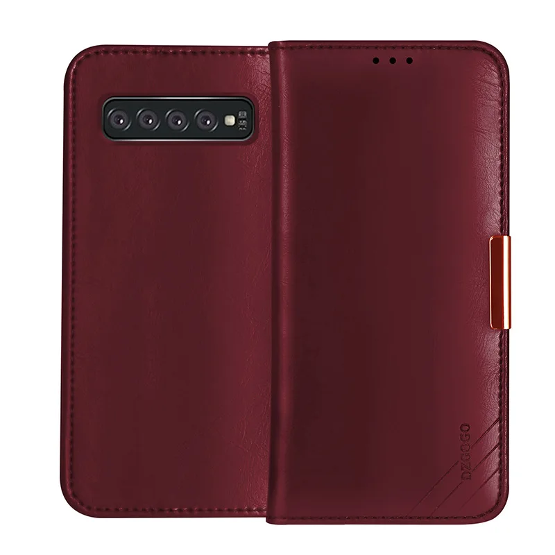 DZGOGO Роскошный кошелек-книжка из натуральной кожи, чехол для телефона, Магнитный чехол для samsung Galaxy S10 S9 Note10 Plus Note 10 8 9 S10e - Цвет: Красный