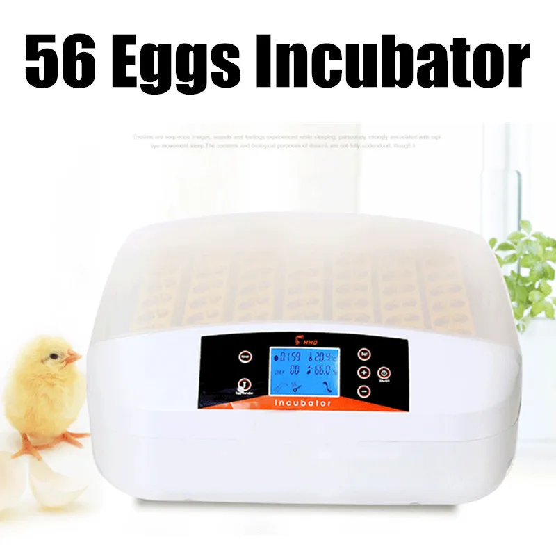 56 Eggs Digital Intelligent Auto Incubator 80W Temperature Control Digital Auto Poultry Hatcher Fully Automatic Home Hatching