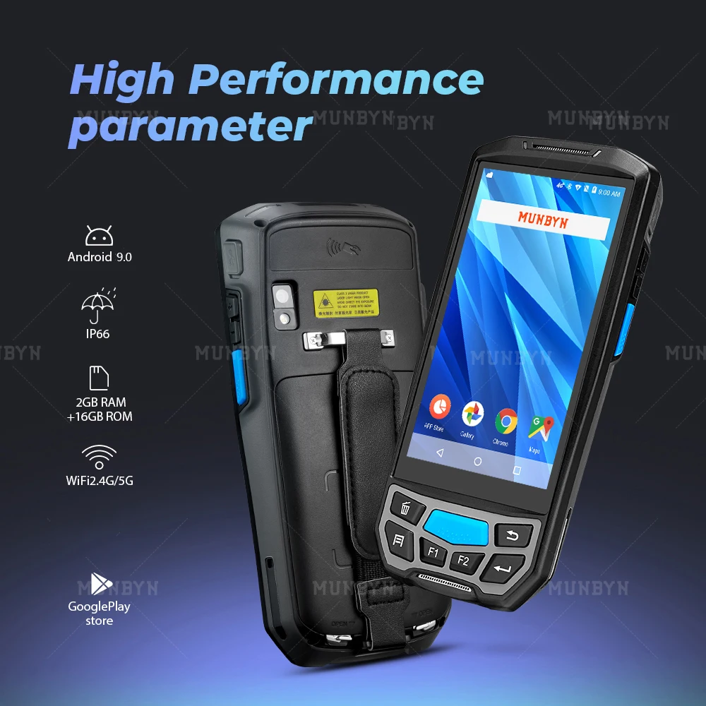 Munbyn Handheld Barcode Scanner Pda Android 9.0 Nfc Pos Terminal 2d Qr