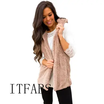 

Winter Women's Vest Winter Fur Hoodie Coats Keep Warm WaistCoat Sleeveless Outwear Autumn Casual Coat Jacket Womens Down Vests