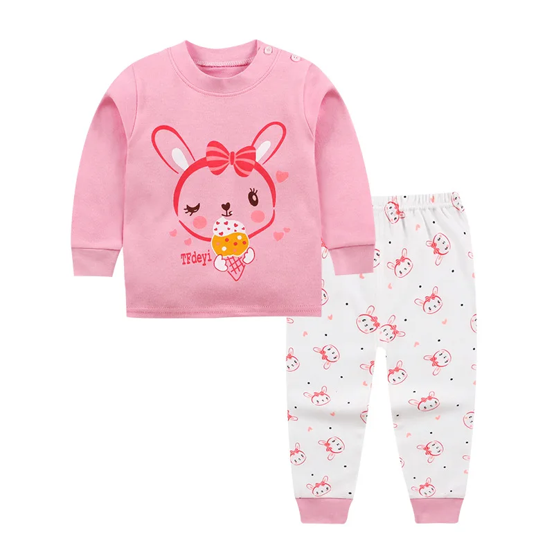 Комплекты одежды из 2 предметов для маленьких девочек, детская спортивная одежда, спортивный комплект с кроликом для мальчиков, костюмы, хлопковая одежда для малышей 9 мес.-4 лет