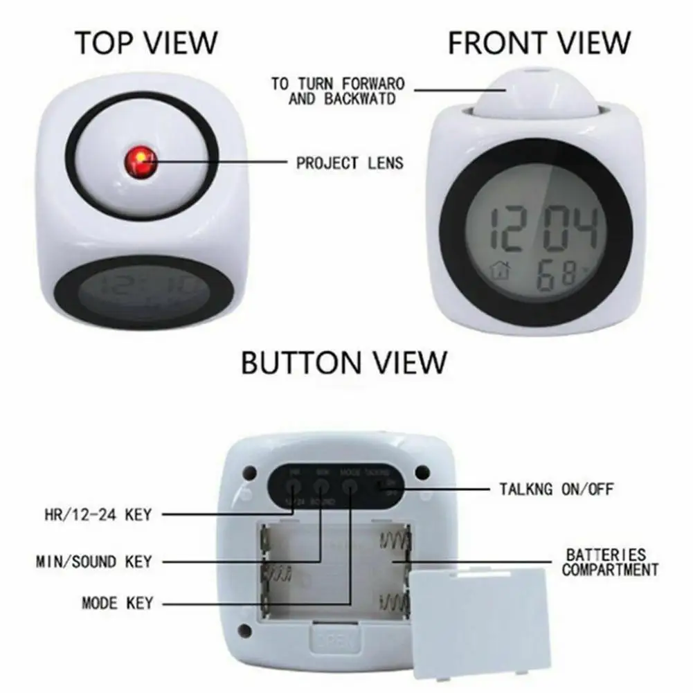 Многофункциональный цифровой ЖК-Проекционный смеситель с дисплеем будильник голосовые говорящие подсказки термометр настольные будильники