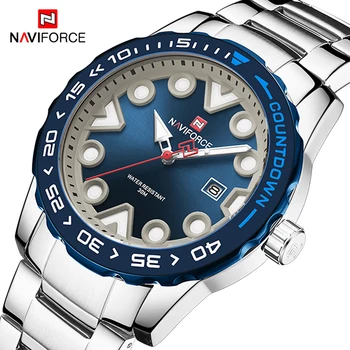 

NAVIFORCE Mens Watches Luxury Fashion Men Stainless Steel Military Sport Quartz Wrist watch Date Waterproof Clock Reloj Hombre