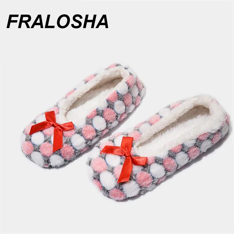 Тапочки FRALOSHA женские домашние теплые хлопковые Нескользящие плюшевая обувь в
