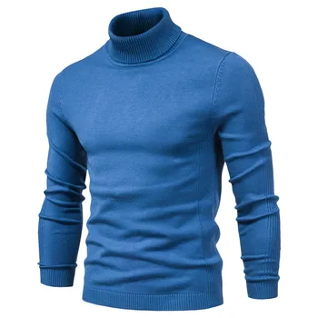 New Winter Turtleneck Thick Mens Sweaters Casual Turtle Neck Solid Color Quality Warm Slim Turtleneck Sweaters Pullover Men 1