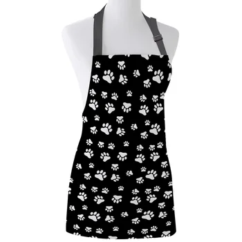 

Cute Black White Cat Dog Claw Print Apron Print Unisex Kitchen Bib with Adjustable Neck for Cooking Gardening