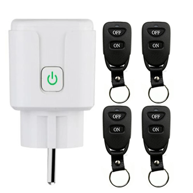 433 Mhz Ac 110v 220v Wireless Remote Control Smart Socket Eu Plug Wall