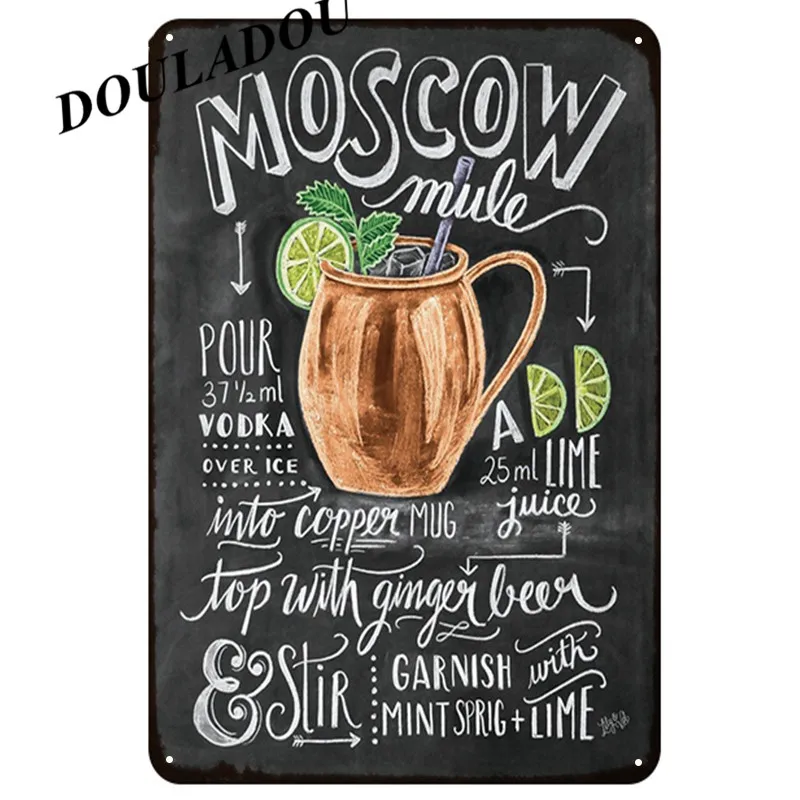 [Douladou] москитный бар коктейльный магазин винтажная жестяная вывеска металлические вывески для дома винтажные жестяные вывески для паба ремесла плакат магазин стикеров 20x30 см