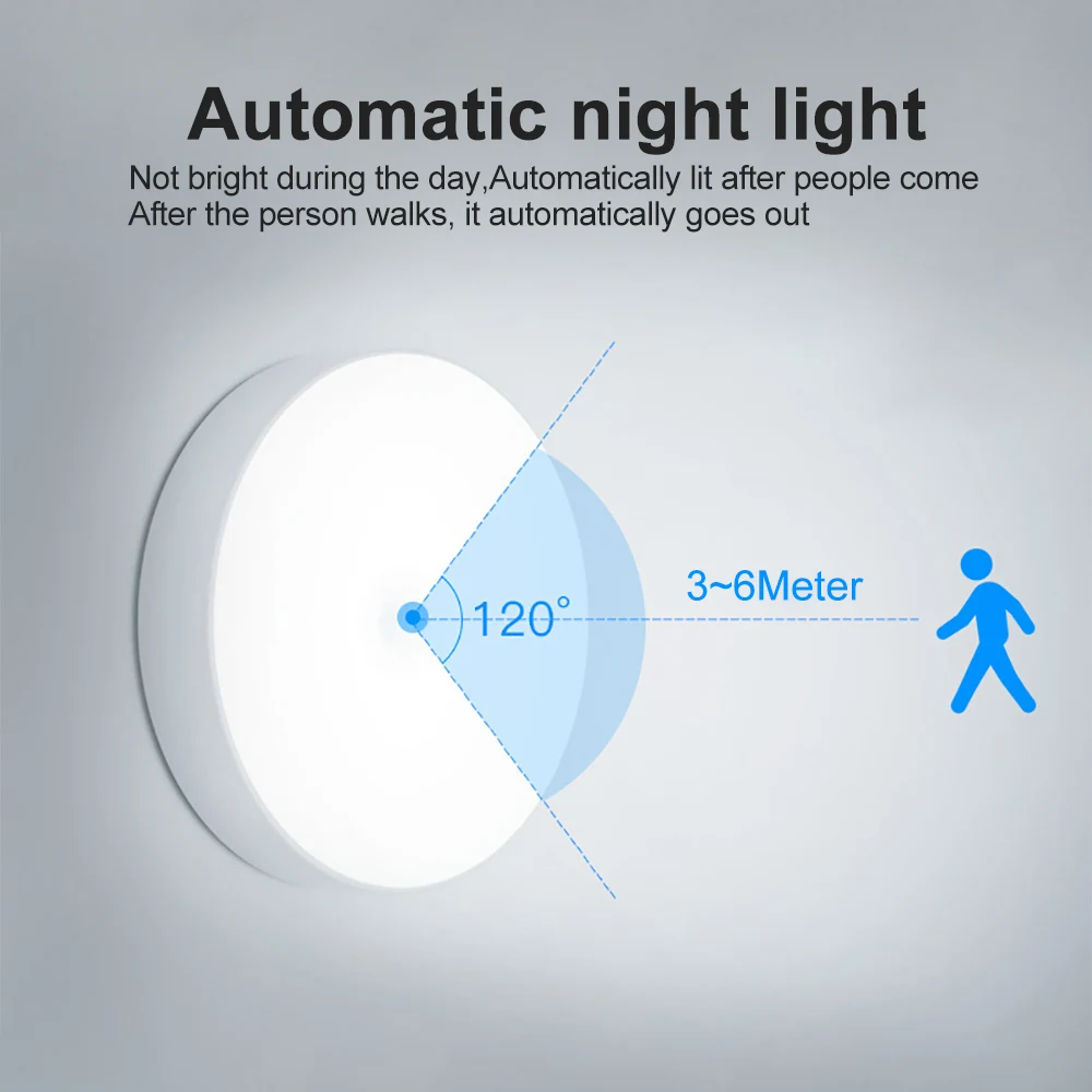 6 светодиодов датчик движения PIR ночной Светильник Автоматическое включение/выключение для спальни ЛЕСТНИЦЫ шкаф беспроводной USB Перезаряжаемый настенный светильник