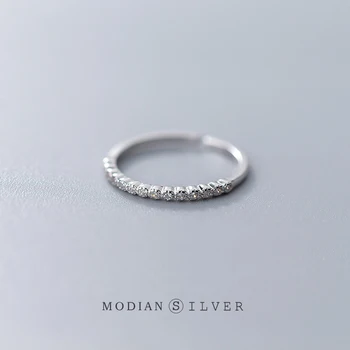 

Modian Shining Clear CZ Open Adjustable Finger Ring for Women Fashion 925 Sterling Silver Simple Wedding Ring Fine Jewelry Gift