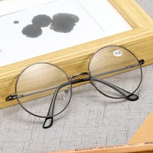 Женские винтажные круглые очки для чтения, прозрачные линзы, Модные Золотые круглые очки для дальнозоркости, мужские очки, поддельные очки, диоптрий+ 1,0~+ 4,0