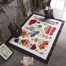 Детский игровой коврик 145x195 см, Лондонский дизайн, многоцелевой нескользящий ковер, 2,2 кг, теплый стеганый матрас, коврик для дома и путешествий