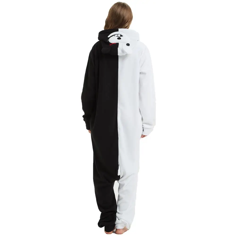 Black White Bear Fe Взрослые пижамы с рисунками животных из Для женщин пижамы кигуруми, все в одном, пижама с животным костюмы Косплэй стежка льва пижама в виде костюма волка комплект Пижама с рисунками из мультфильмов - Цвет: Black White Bear Fe