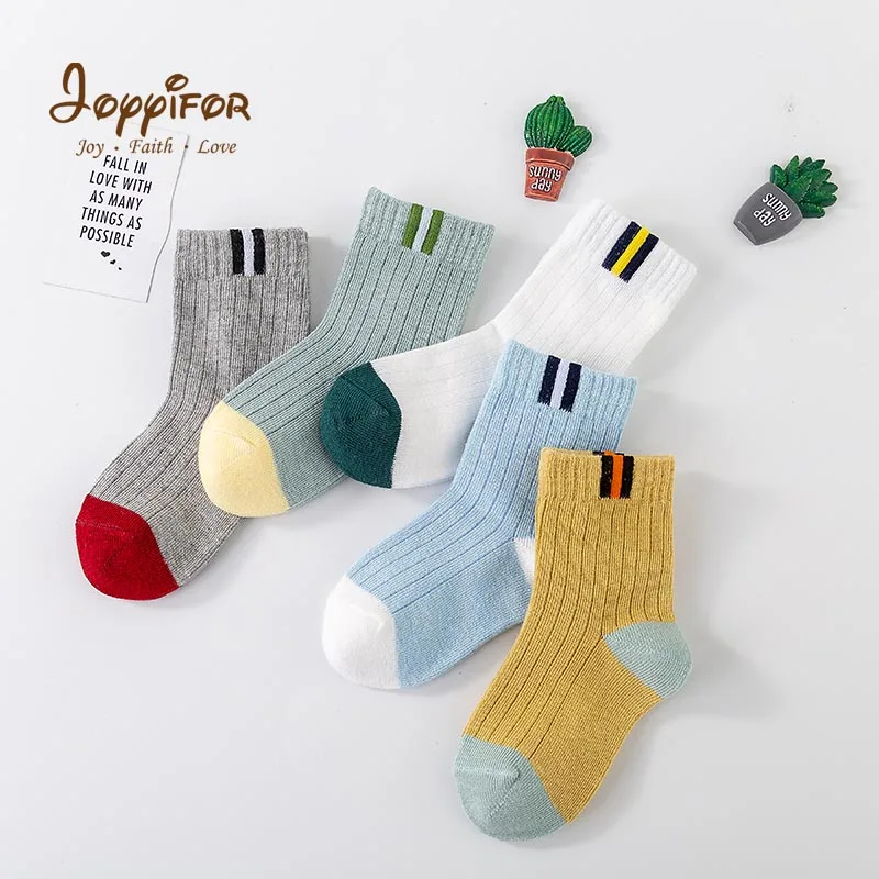 Joyifor/5 пар/лот, тонкие носки для девочек на весну и осень Детские хлопковые носки дышащие носки для маленьких мальчиков с изображением медведя и звезды, носки до щиколотки для детей 1-6 лет - Цвет: Коричневый