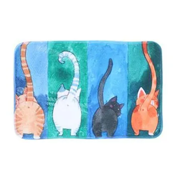 

Bathroom Mat Tea Table Bibulous Antiskid False Watercolor cat patter Washable Kitchen Rug Bath Mat Bathroom Products Rug Doormat