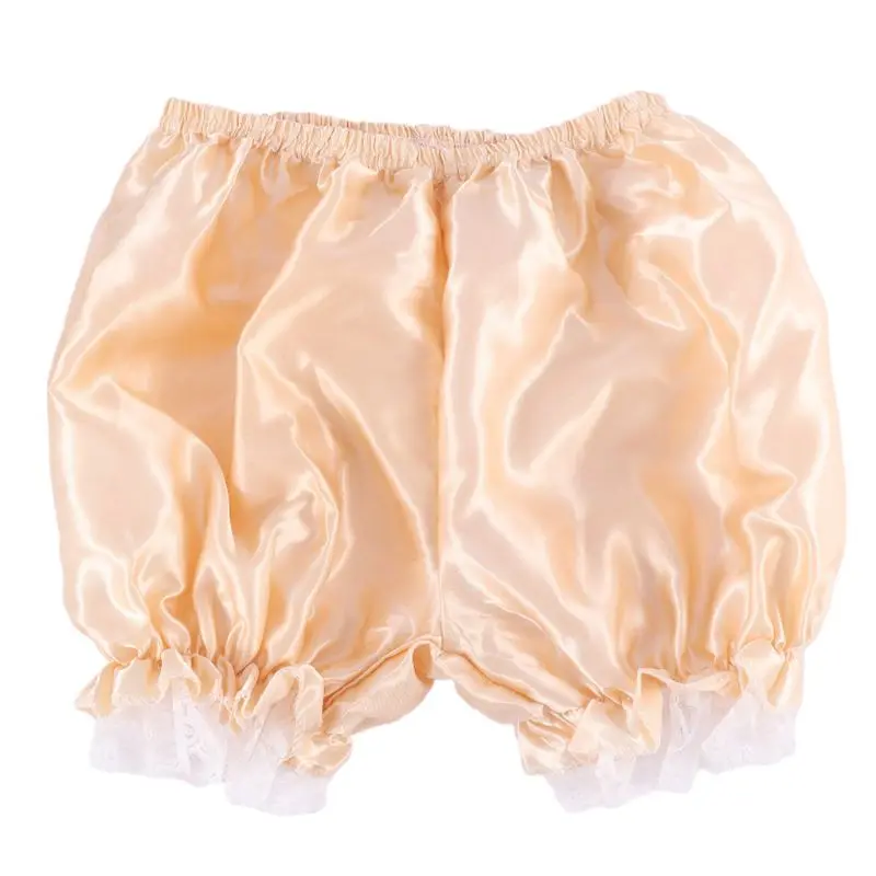 high waisted lingerie Women Imitation Silk Bloomers Ruffles Lace Trim Panties Victorian Pumpkin Shorts Solid Color Dance Dress Split Skirt Pettipants ladies panties Panties