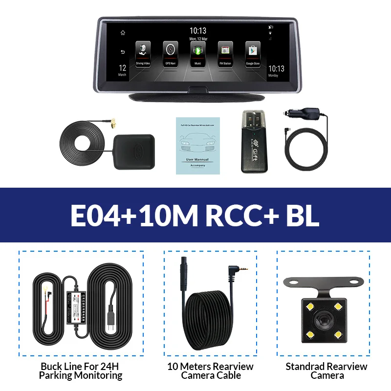 E-ACE E04 8 дюймов 4G Android двойной объектив Автомобильный видеорегистратор gps навигатор ADAS Full HD 1080P видеорегистратор авто видео регистратор навигационный рекордер
