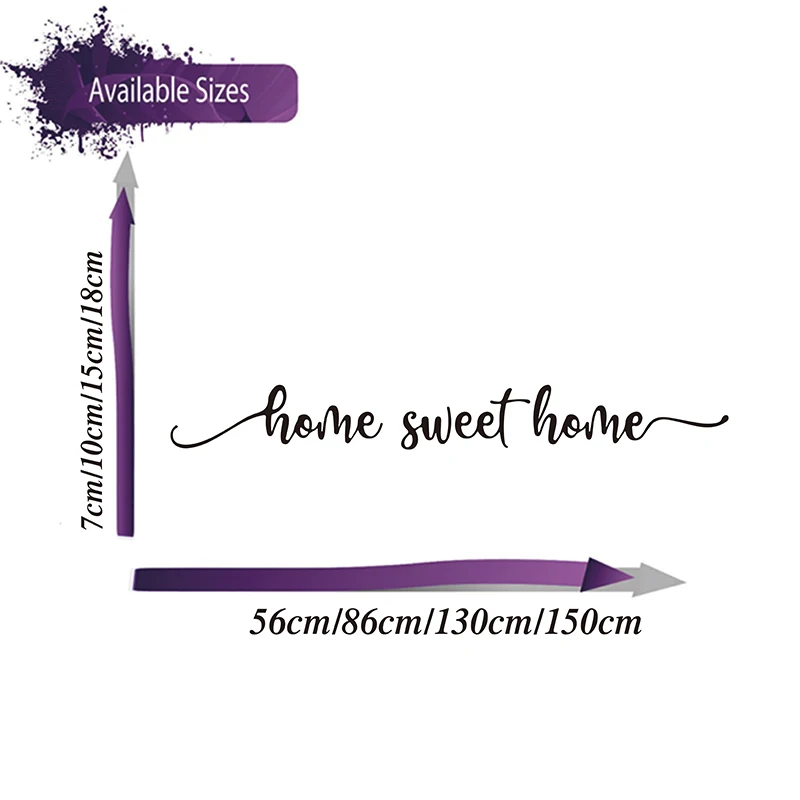 Home Sweet Home Words Wall Sticker Entryway Bedroom Large Family Love Quote Sweet Home Quote Wall Decal Living Room Vinyl Decor (1)
