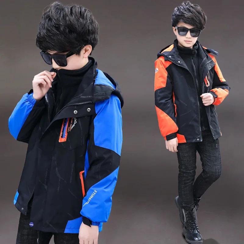 

BOY'S Thick Raincoat Jacket Coat Big Virgin Boy Autumn And Winter Thick Three-in-One Deconstructable Coat