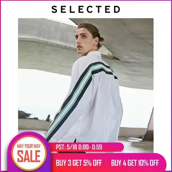 

SELECTED Men Loose Fit Stripe Splice Silhouette Long-sleeved Shirt S|419305549