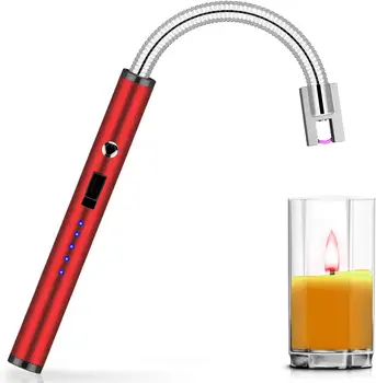 

Candle Lighter USB Rechargeable Flexible Neck Electric Arc LED Battery Display Safety Switch for BBQ NEW Gas Stoves Camping Cook