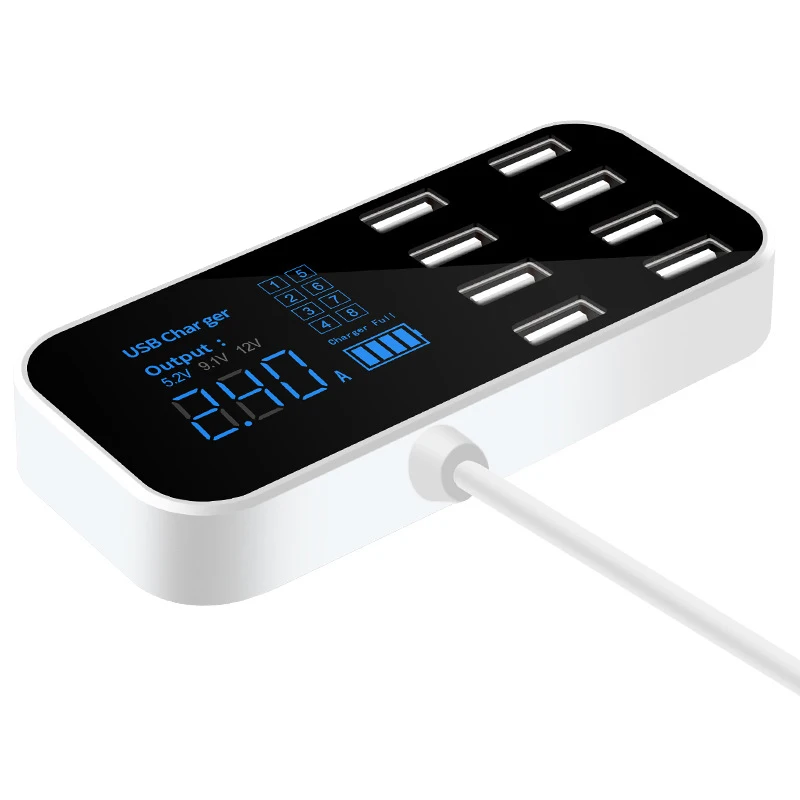 

USB Fast Charger 8 Multi-Port LCD Display Power Adapter Wall Desktop Charging Station Rapid USB Charge