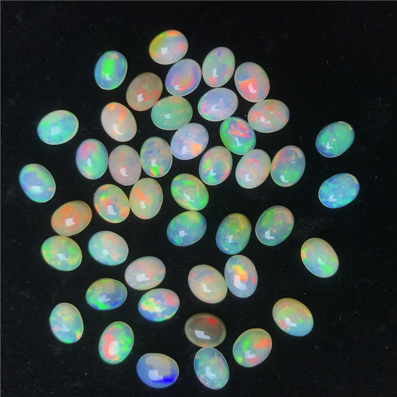 Beautiful 0.65 Ct Ethiopia 5x7mm Natural White Oval Opal Cabochon Loose Gemstone