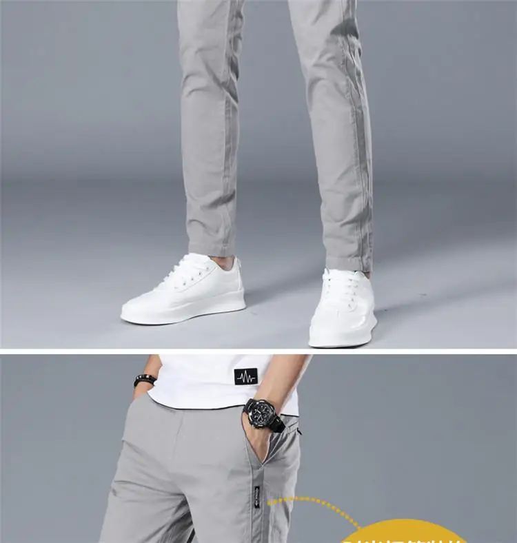 Pantalones de marca para hombre, pantalones casuales de negocios para hombre, pantalones clasicos de longitud media recta, panta