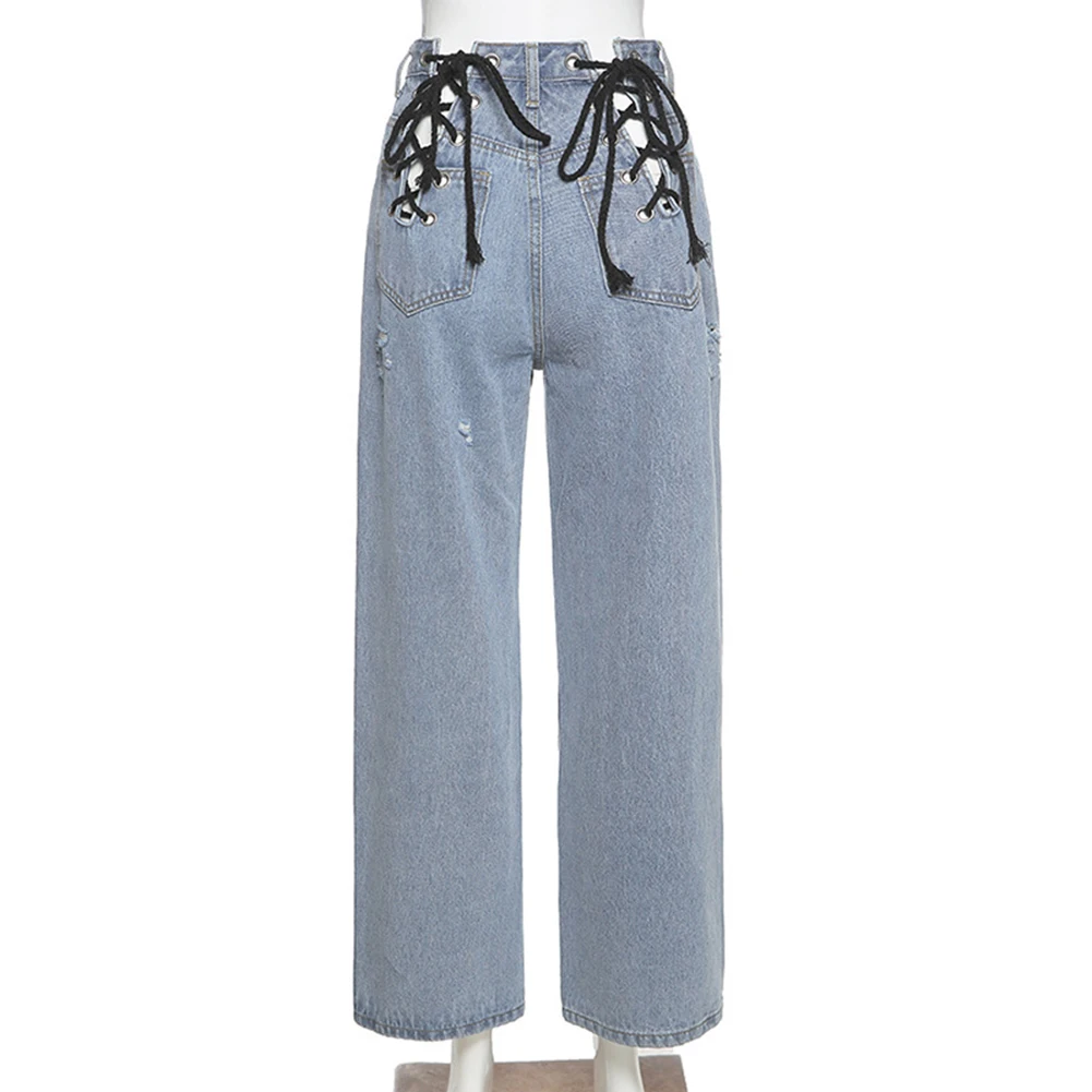 Denim Pants Back Patchwork Pants Women 