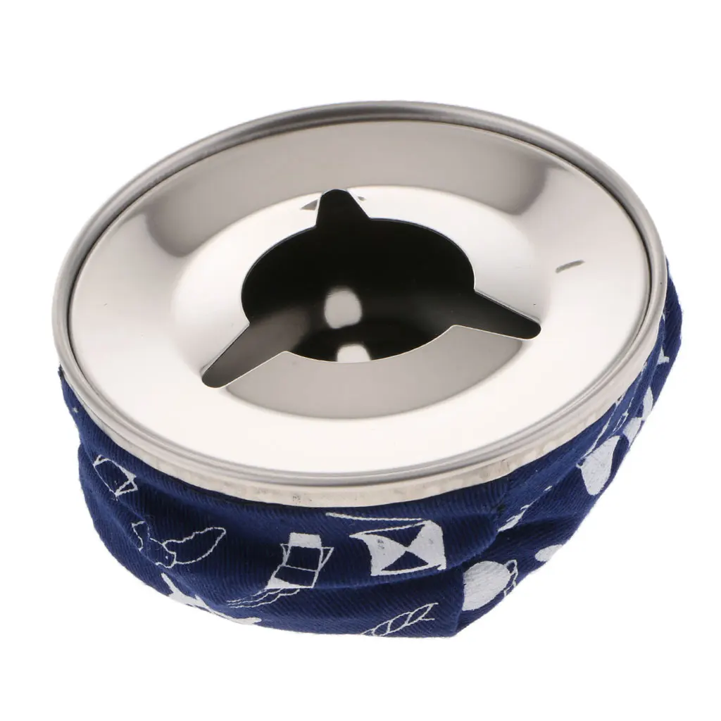 

Stainless Steel Windproof Bean Bag Ashtray Cigarette Ash Holder , Blue