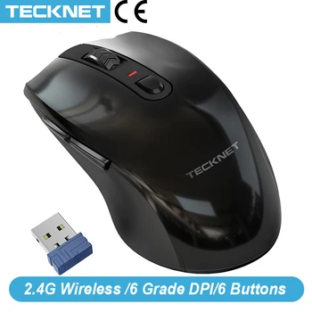 

TeckNet Ergonomic 2.4Ghz Cordless Mouse 4800DPI Optical Computer Wireless Mice USB Nano Receiver 6 Adjustment Levels 6 Buttons