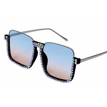 Модные квадратные солнцезащитные очки для женщин, алмазные солнцезащитные очки, Ретро стиль, полуоправа, прозрачные солнцезащитные очки, мужские оттенки для женщин, очки