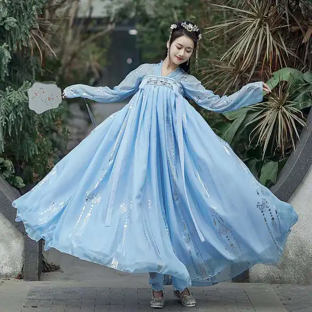 Summer Chinese Hanfu Princess Dress Women Fairy Folk with Kimono Female Dance Oriental Costume Chinese Clothes 6 meter dress