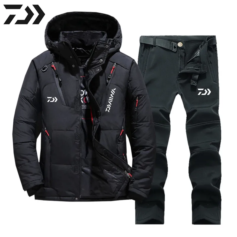 2021 Fishing Suits Men Thicken Thermal Velvet Warm Jackets Winter DAIWA Clothings Man Waterproof Pants | Спорт и развлечения