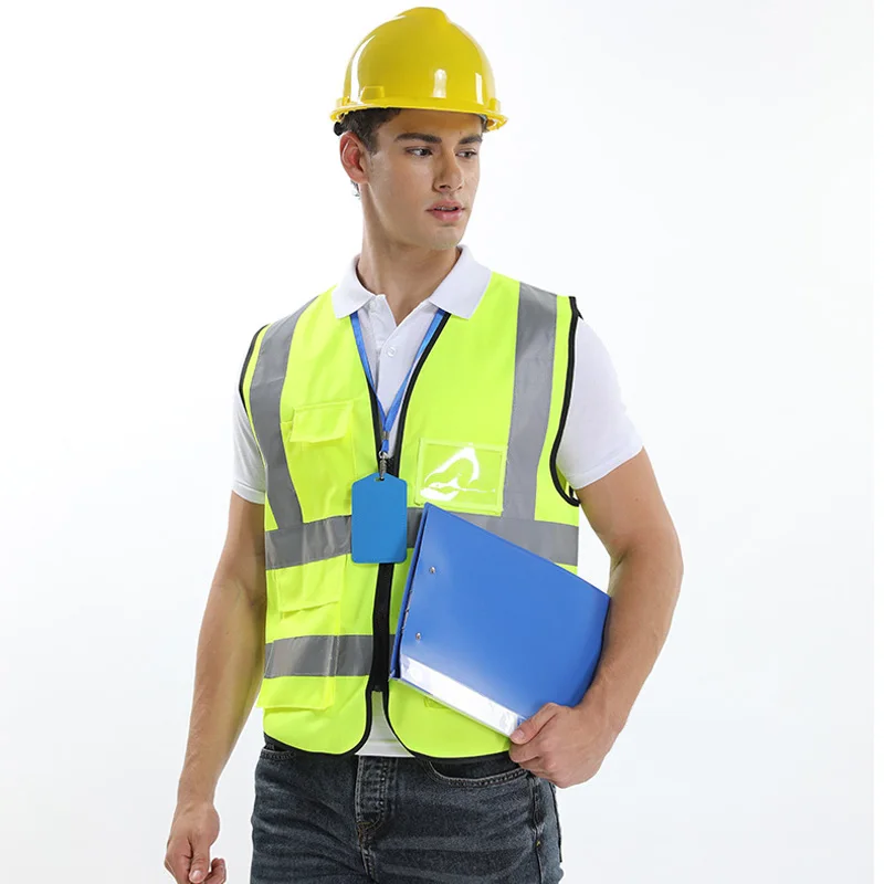 

High visibility Reflective Safety Vest With Pockets company logo printing
