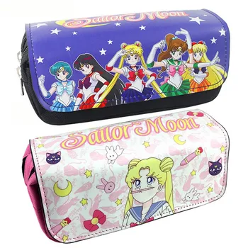 

Sailor Moon Month Cartoon Character Figure Print PU Girl Double Canvas Pen Pencil Bag Cosmetic Bag Wallet Zipper Bag