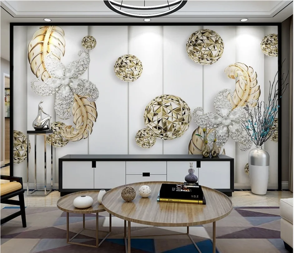 Papel de parede personalizado 3d mural jóias em relevo simples moda novo estilo chinês tulipa fundo ouro rendas jóias flor murais 24 H1a1e77b820894b05abb64ad3657413eck