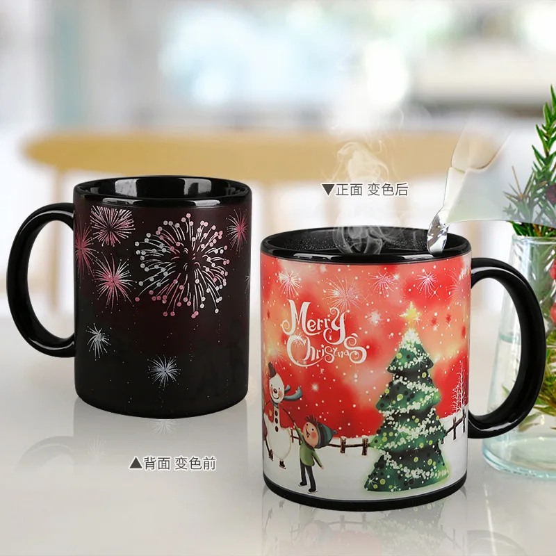 Санта Клаус Снежинка Рождественская елка керамическая кружка меняющая цвет Волшебная чашка термореактивная кофейная кружка подарки