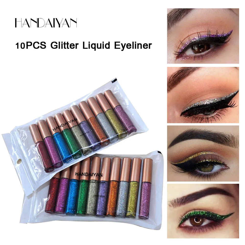 10pcs/set Colorful Liquid Eyeliner Matte Eyeliner pen Bright Glitter Waterproof Long-Lasting Eye Liner Pencil Makeup cosmetics