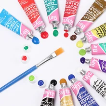 12 шт./компл. 12 Цветов профессиональная акриловая пигментные акварельные краски набор с кистью ручная роспись настенная живопись рисунок искусство питания