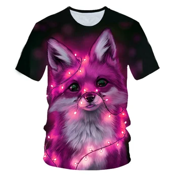 

Colorful fox 3D Printing boys Tee Shirt Leisure Crew Neck Breathable Fashion kids Tshirts Artist 3D Print t shirt 2020 hot sale