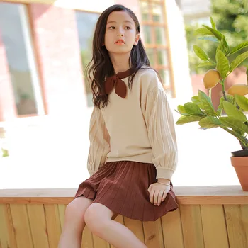 

new 2019 Autumn And Winter Girls cloting set Princess sweater and Skirt set fashion knitting baby girls two piece set, #8210