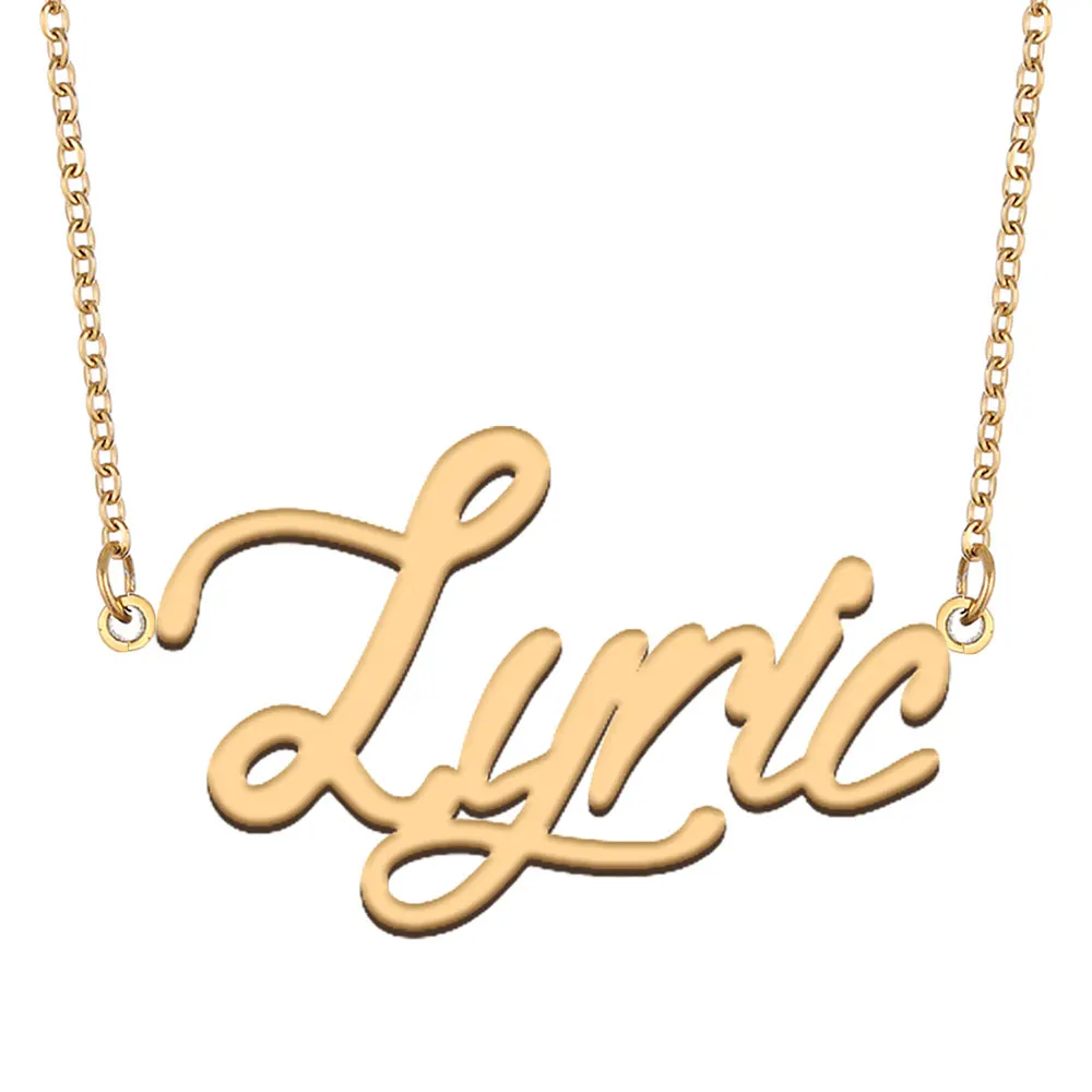 

Lyric Name Necklace for Women Personalized Stainless Steel Jewelry Gold Plated Nameplate Pendant Femme Mothers Girlfriend Gift