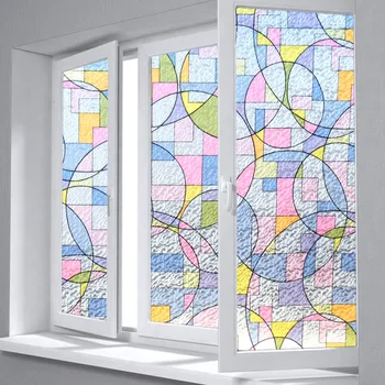 

Nuelife Static retro geometric glue-free frost-free frosted glass film balcony window glass sunscreen art decoration stickers