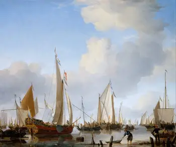 

Free Shipping classical dutch flag sailboat scenery canvas prints oil painting printed on canvas wall art decoration picture