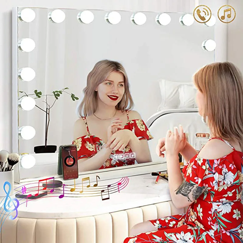 Bluetooth Makeup Vanity Mirror with Lights Large Lighted Hollywood Vanity  Mirror for Tabletop Wall Mounted USB Charging Port AliExpress