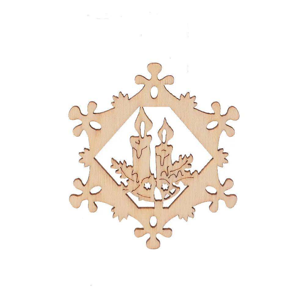 Snowflake No. 2 10 шт вырезанные деревянные снежинки Рождественская елка Висячие подвесные украшения - Цвет: Snowflake No. 2