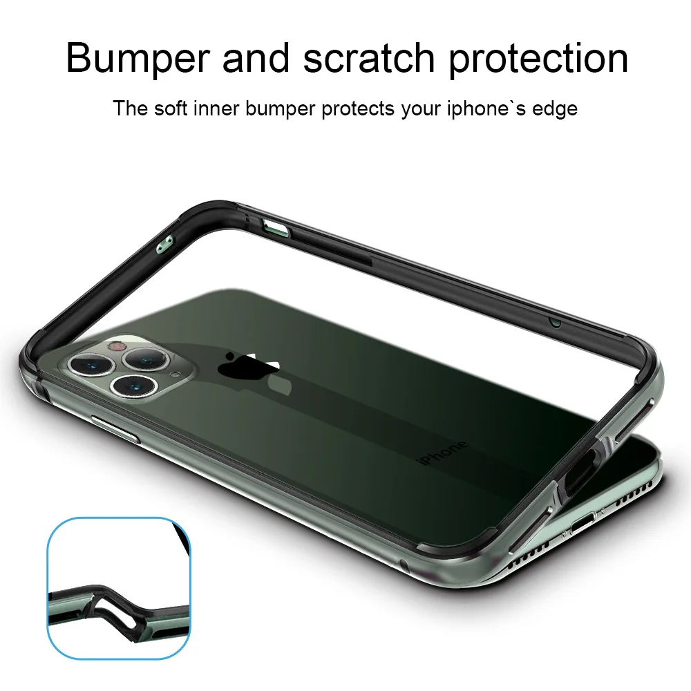 Mental Bumper Phone Case For Apple Iphone XR 11 Pro 11pro Max XS MAX X Protective Silicone Tpu Hard Inner Frame Cover Accessorie