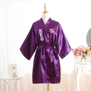 

Sorority Fraternity Loose Silk Bathrobe Lace Satin KEY-KAPPA EPSILON PSI Clothes Robe