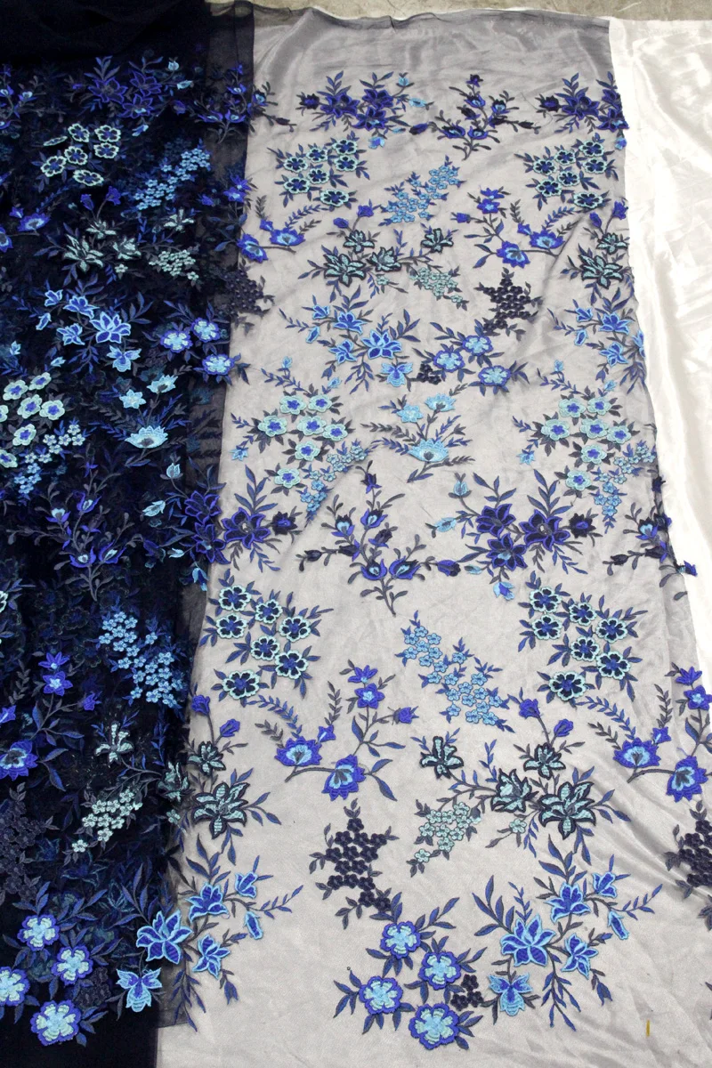 Tulle Net Mesh 3D Embroidery Flowers Lace Purple Lilac Dresses Lace Fabric Table Cloth Stage Cloth Laces